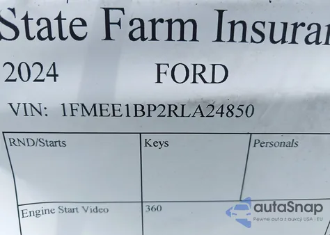 2024 Ford Bronco Black Diamond из США, поврежденный, VIN 1FMEE1BP2RLA24850